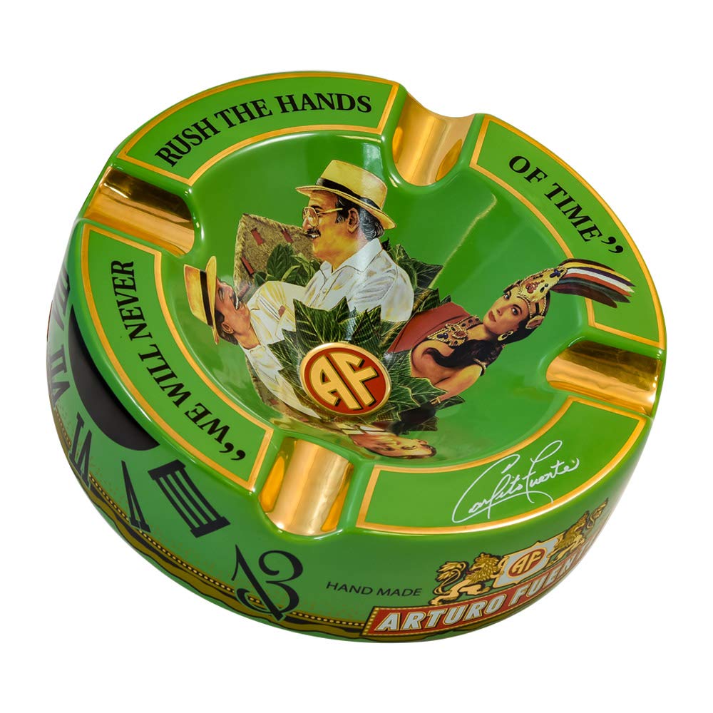 Arturo Fuente “Hands of Time” Ceramic Ashtray – Black/Green – Luxury 4-Cigar Ashtray