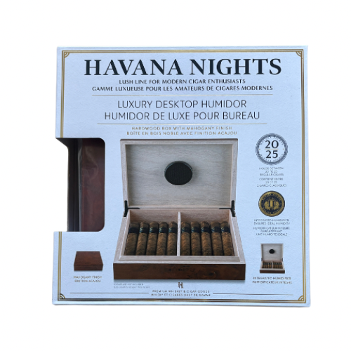 Havana Nights Luxury Desktop Humidor – Premium Cigar Humidor with Glass Top